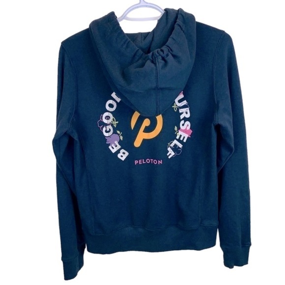 Peloton Be Good To Yourself Teal Blue Zip Up Hoodie Women's sz S - Picture 5 of 8